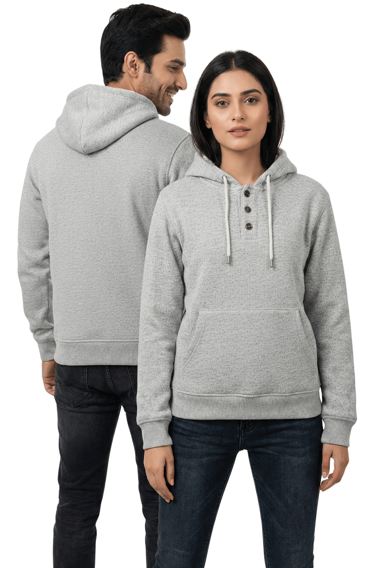 Placket Fur Unisex Hoodie (Light Grey)