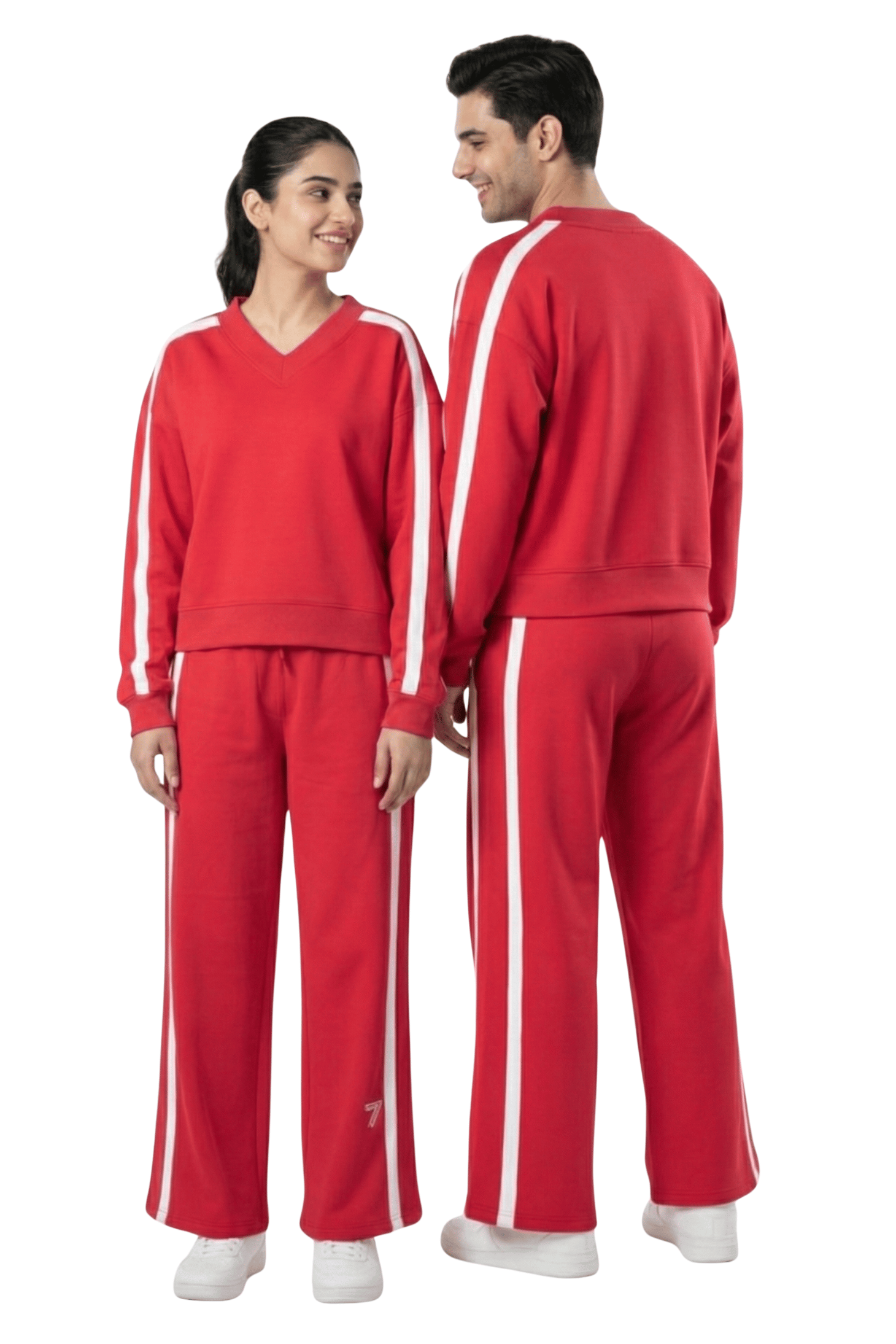 Crimson Rush V-Neck Tracksuit - Energy Flow Edition