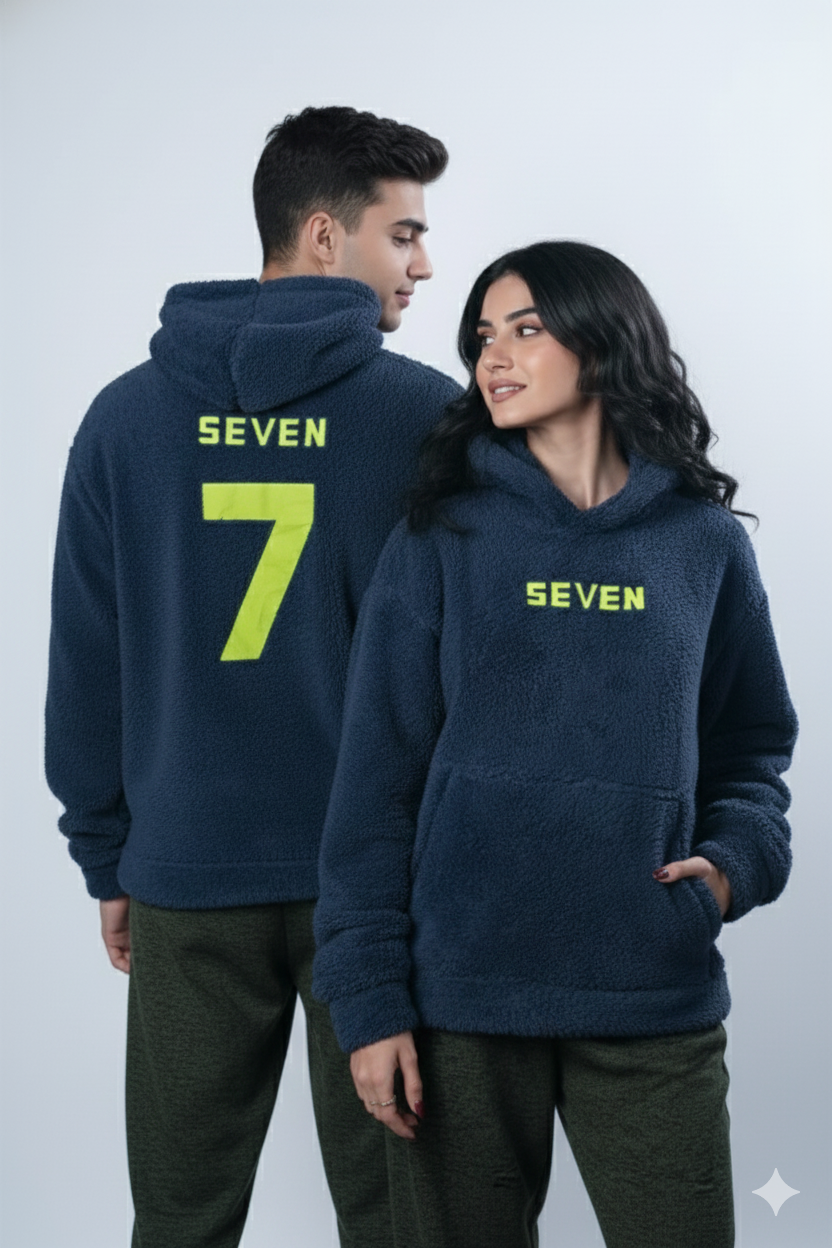 Deep Navy Plush Hoodie – Street Comfort Edition