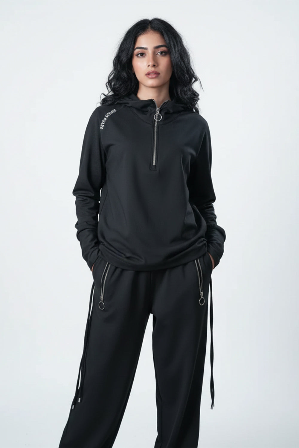 Midnight Vector Zip-Up Tracksuit – Minimalist Power Edition