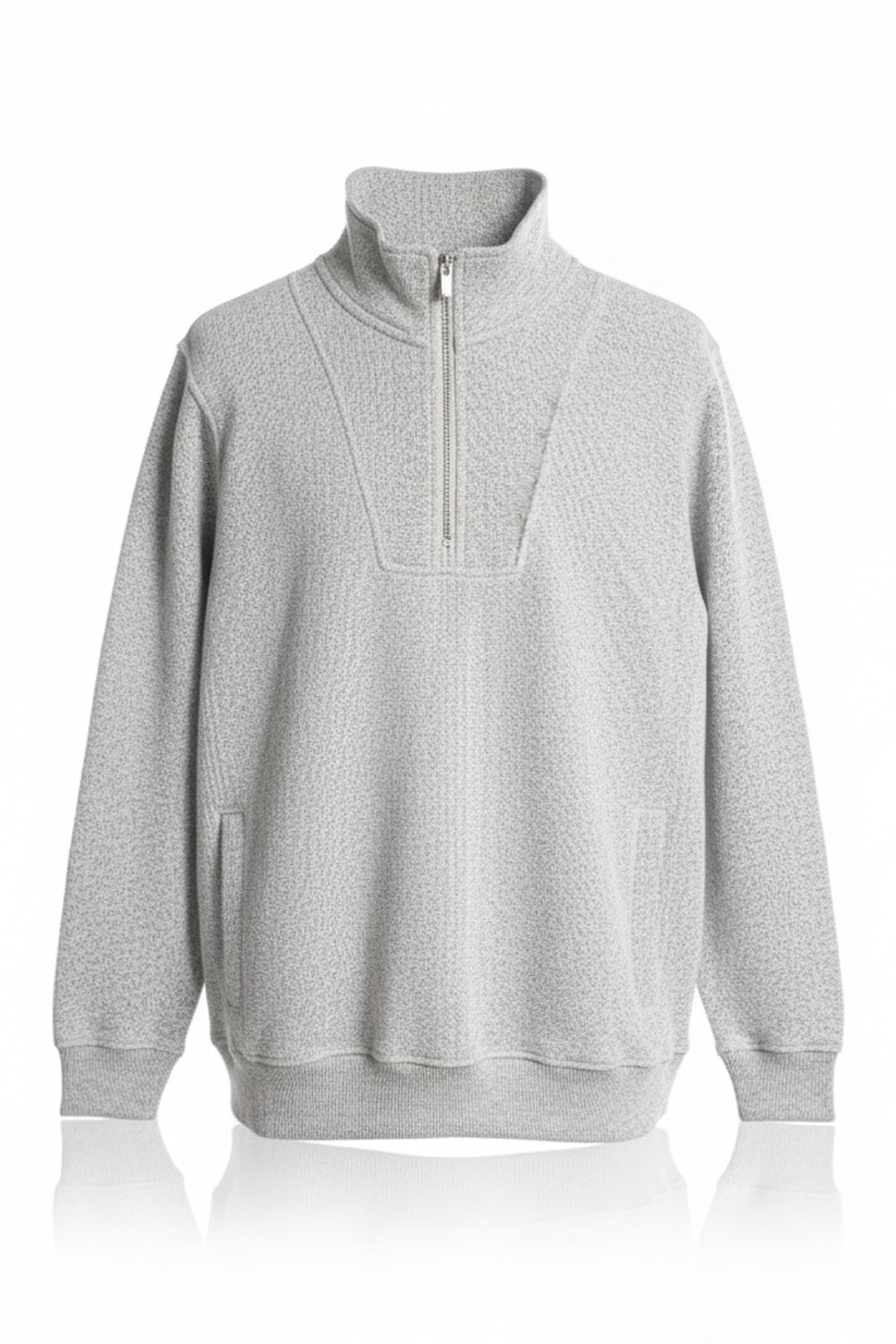 Mock Neck Sweat with Zip (Light Grey)