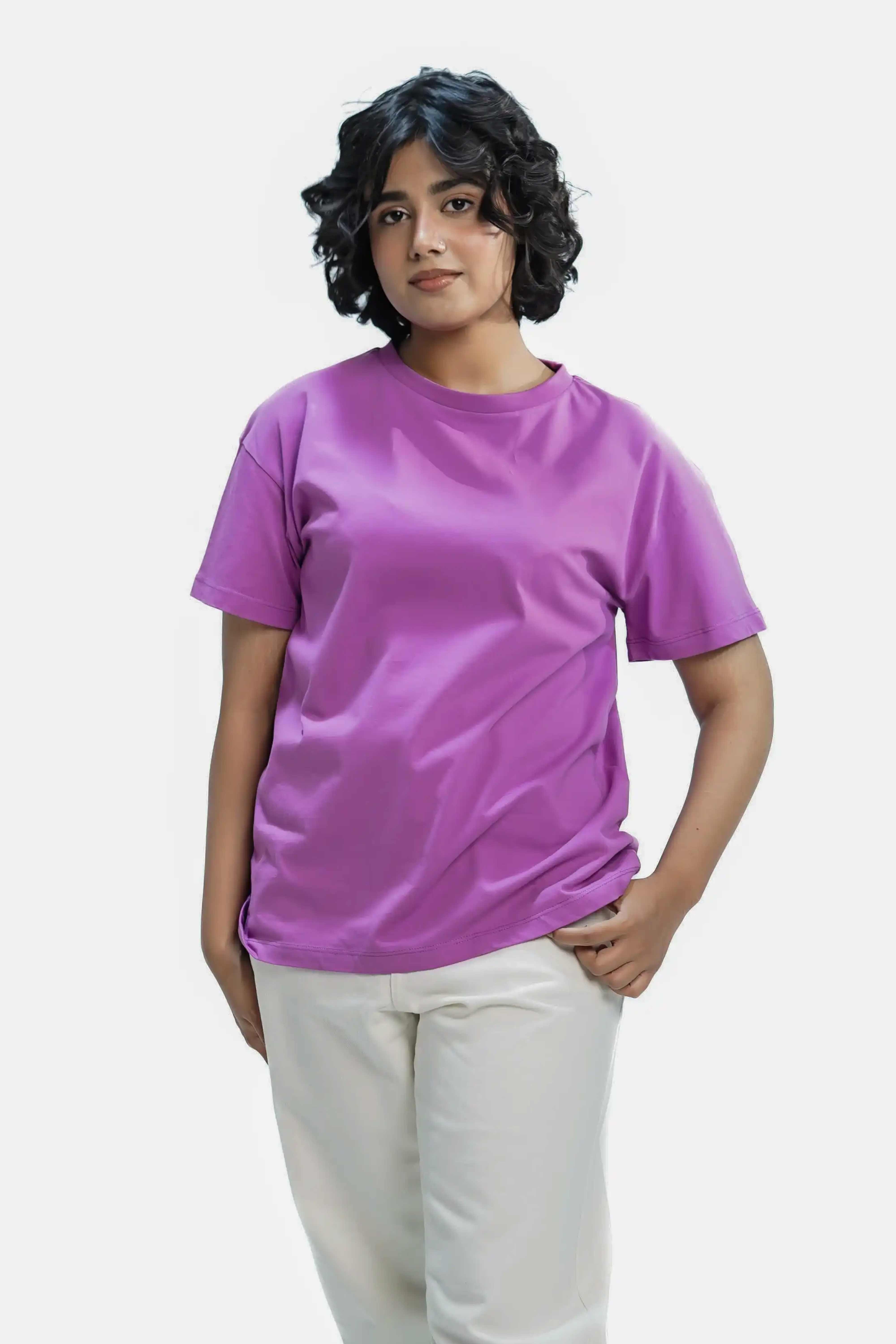 Plain Fuchsia Pink Women Tee