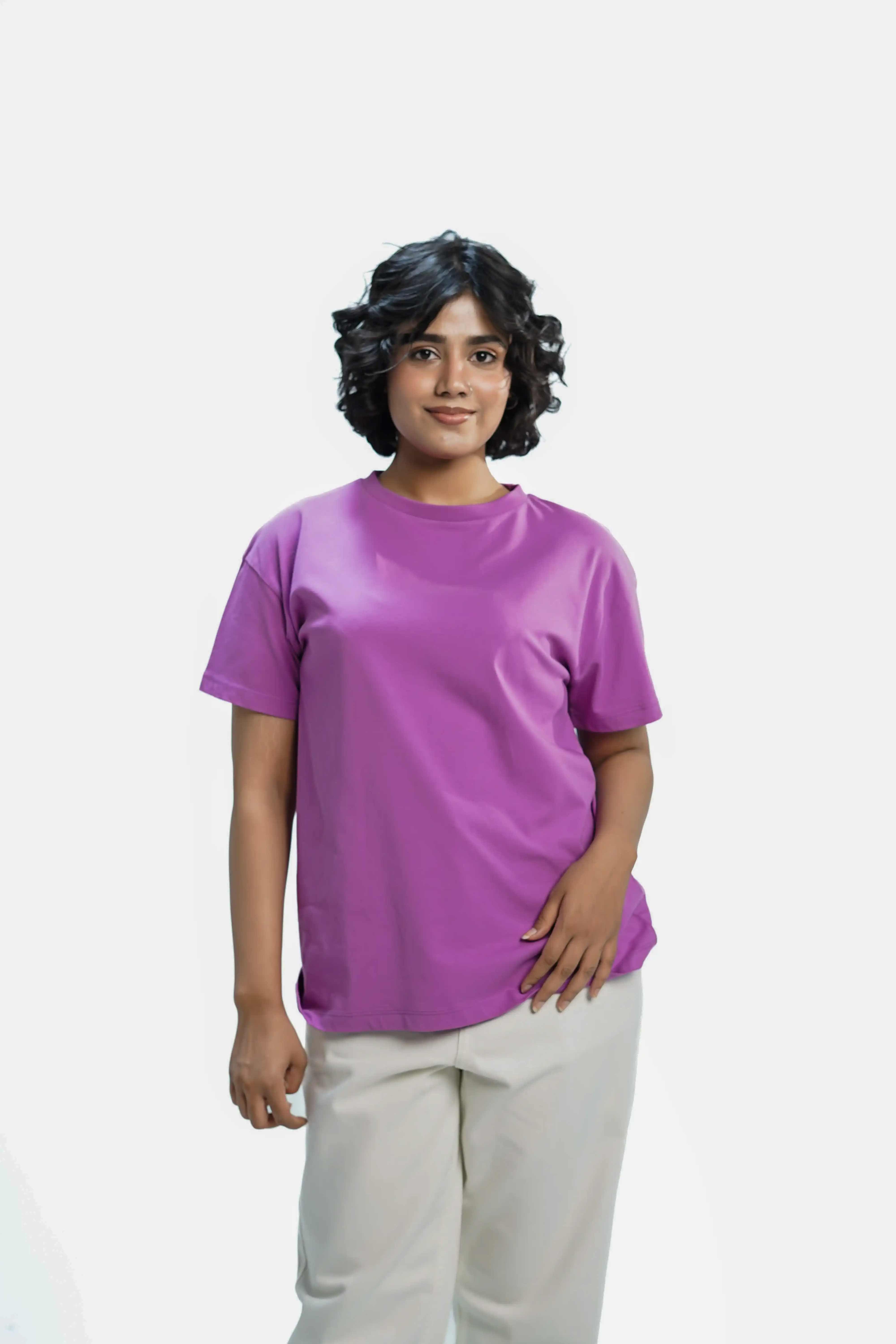 Plain Fuchsia Pink Women Tee