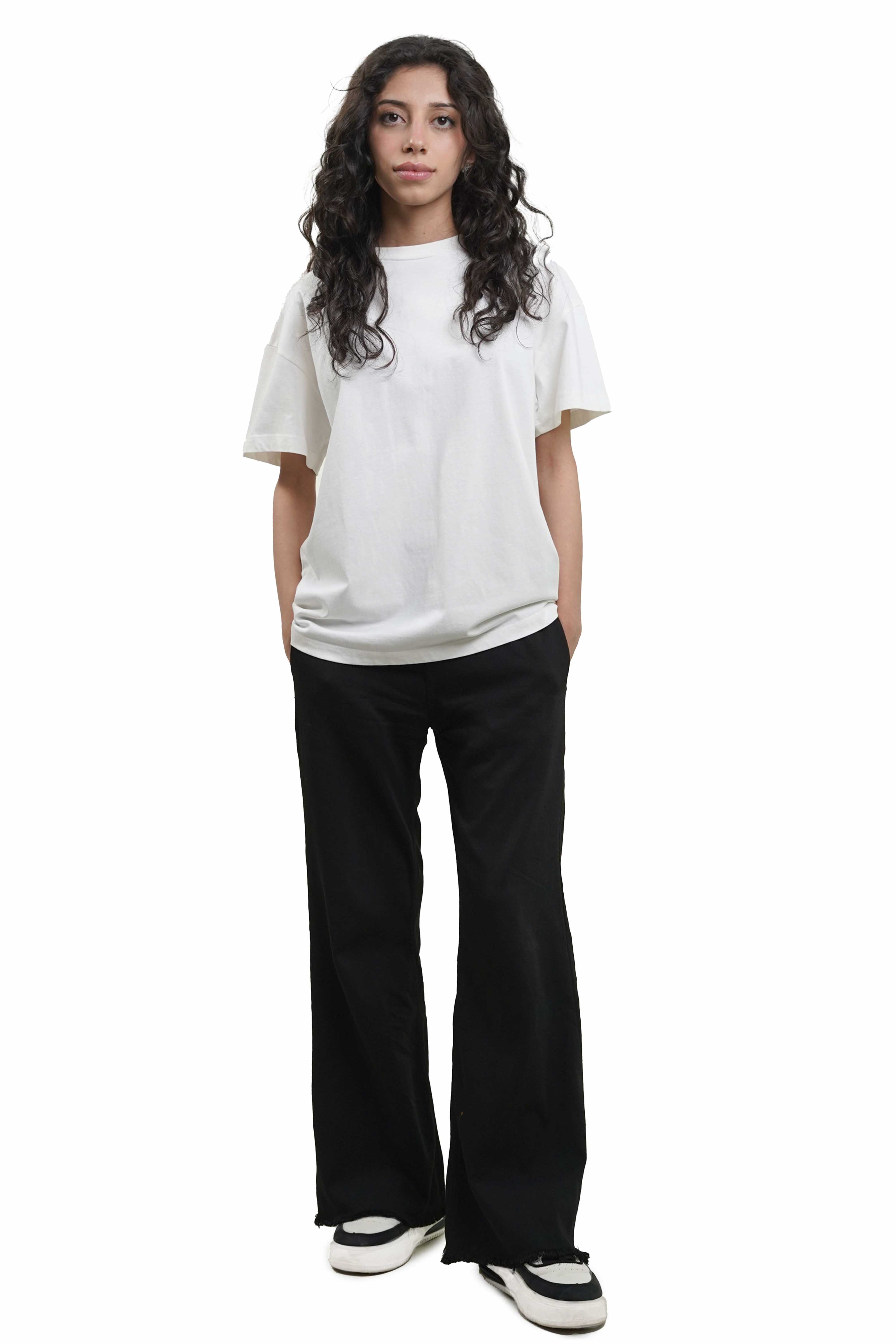 Plain Off White Women Tee