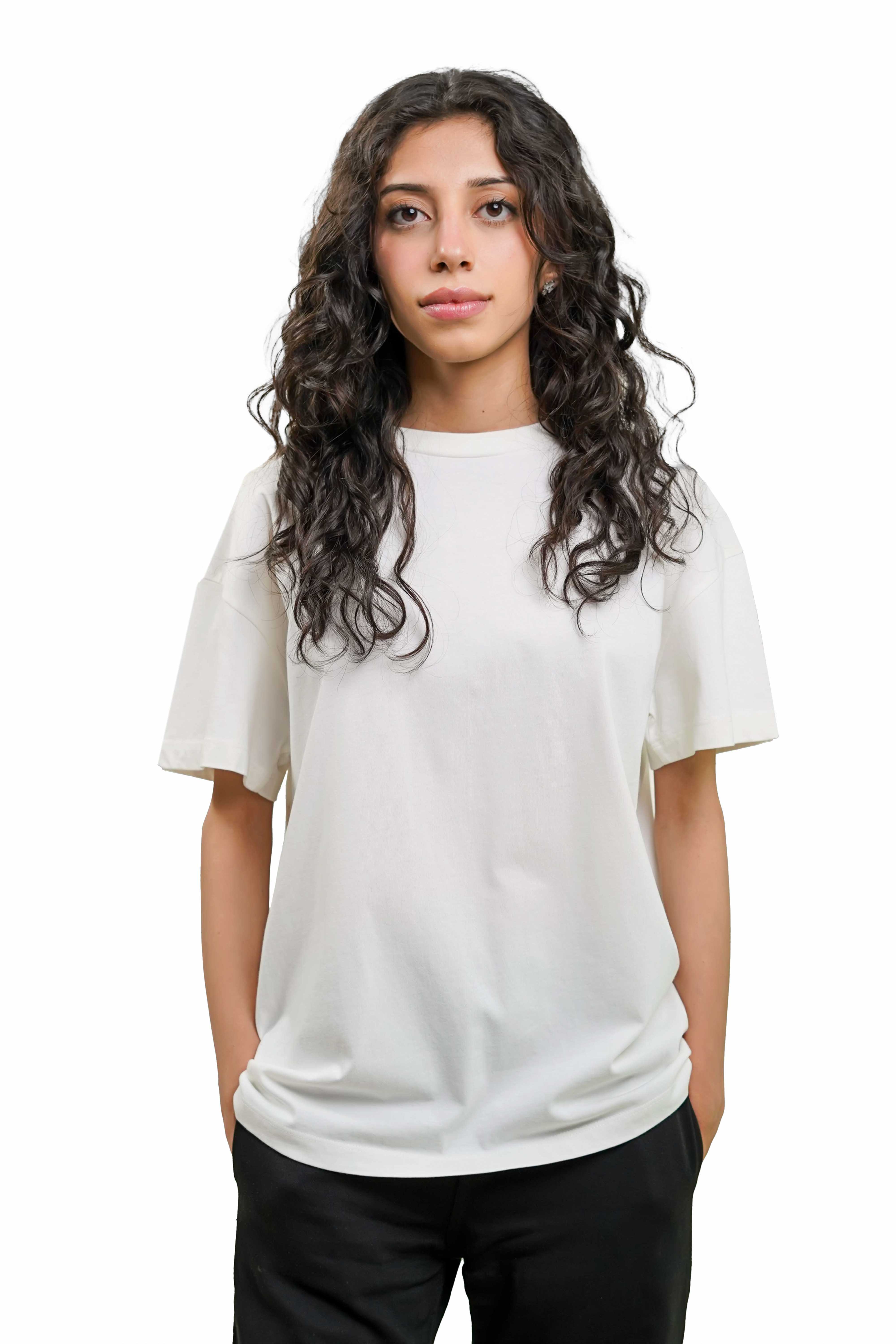 Plain Off White Women Tee
