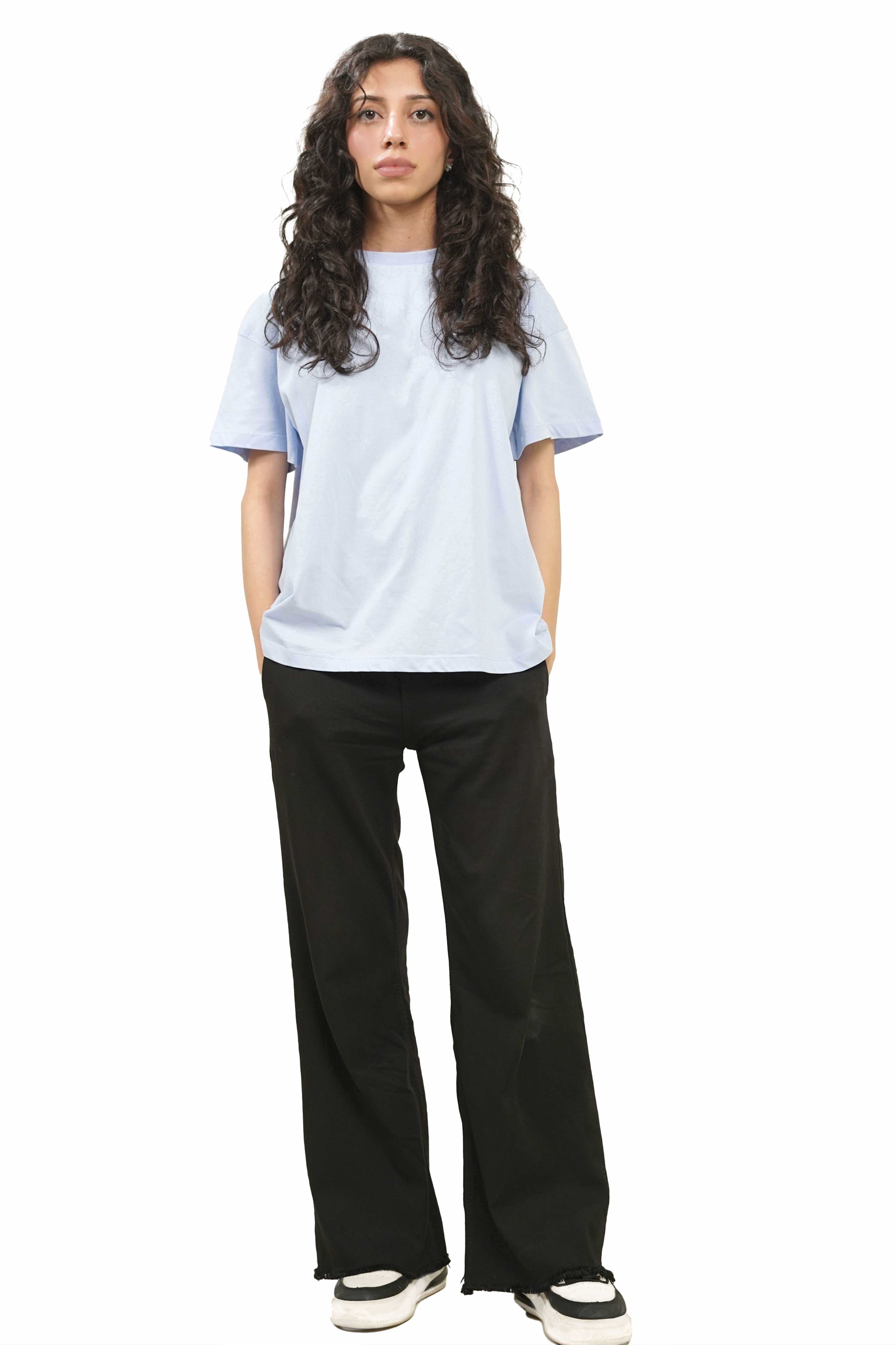 Plain Sky Blue Women Tee