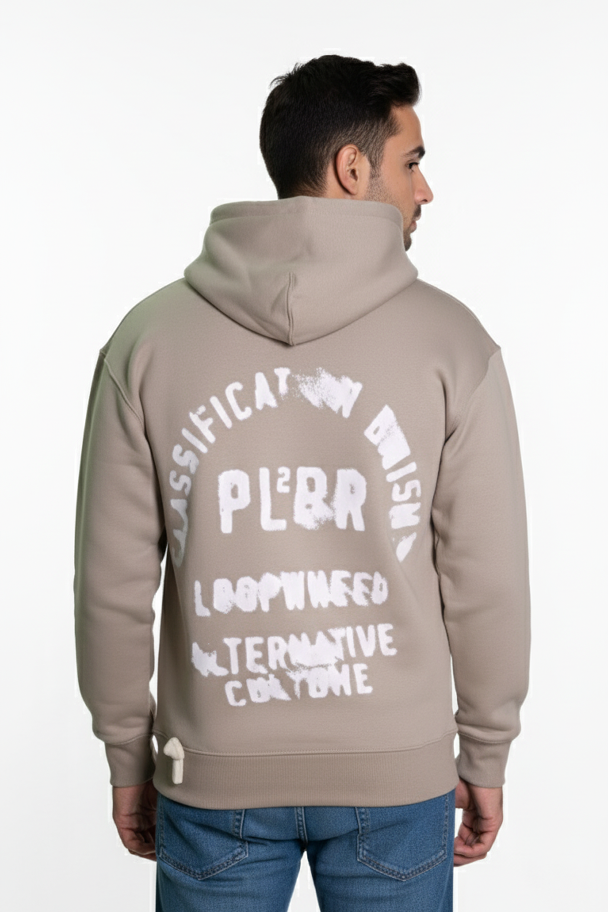 Washed-Out Unisex Hoodie with Text (Fawn)