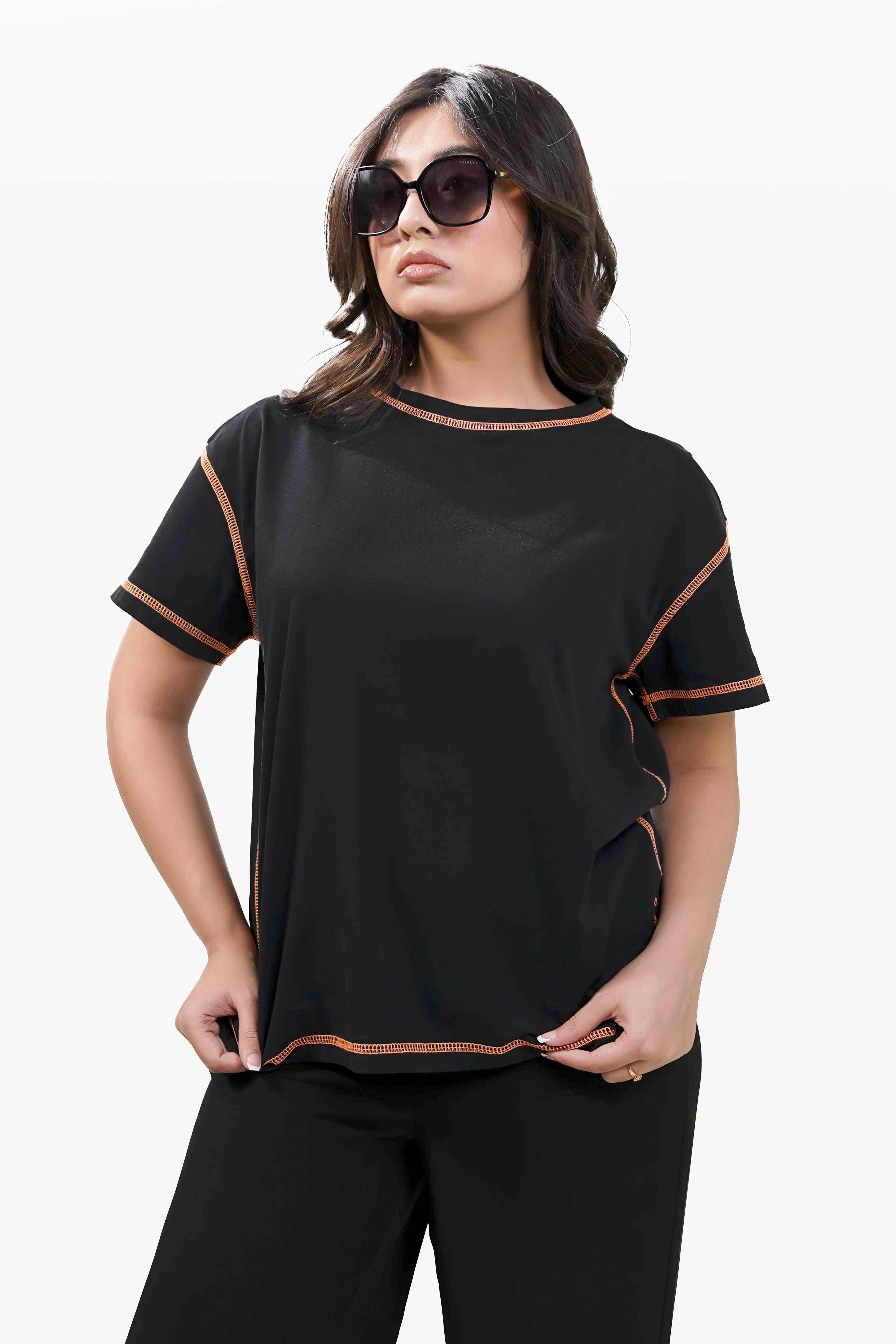 Black & Orange Women Tee