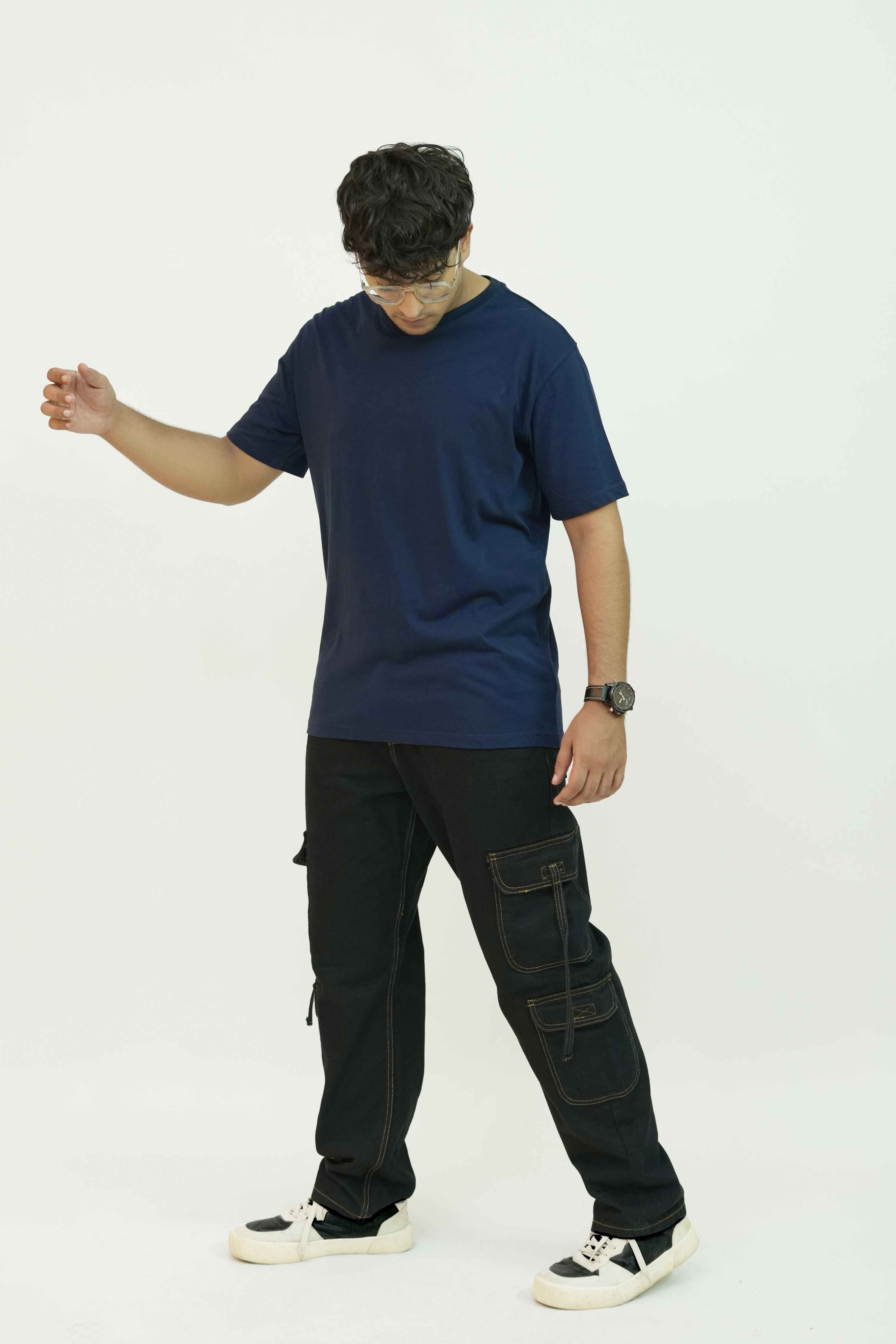 Plain Navy Blue Men Tee