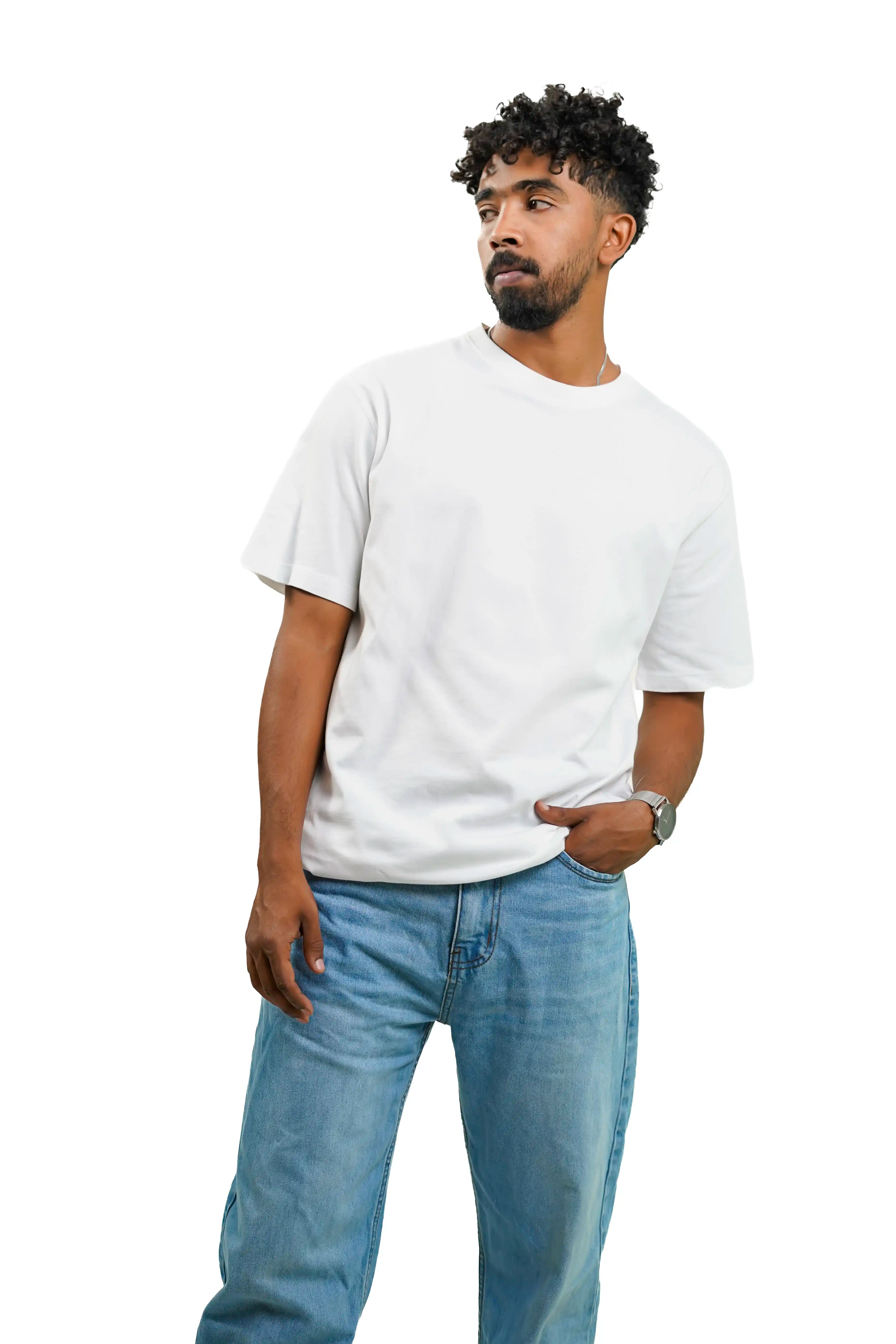 Plain Off White Men Tee