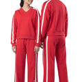 Crimson Rush V-Neck Tracksuit - Energy Flow Edition