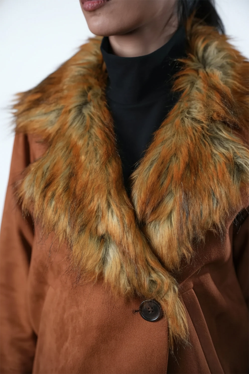 Caramel Crest Fur-Collar Puffer Jacket