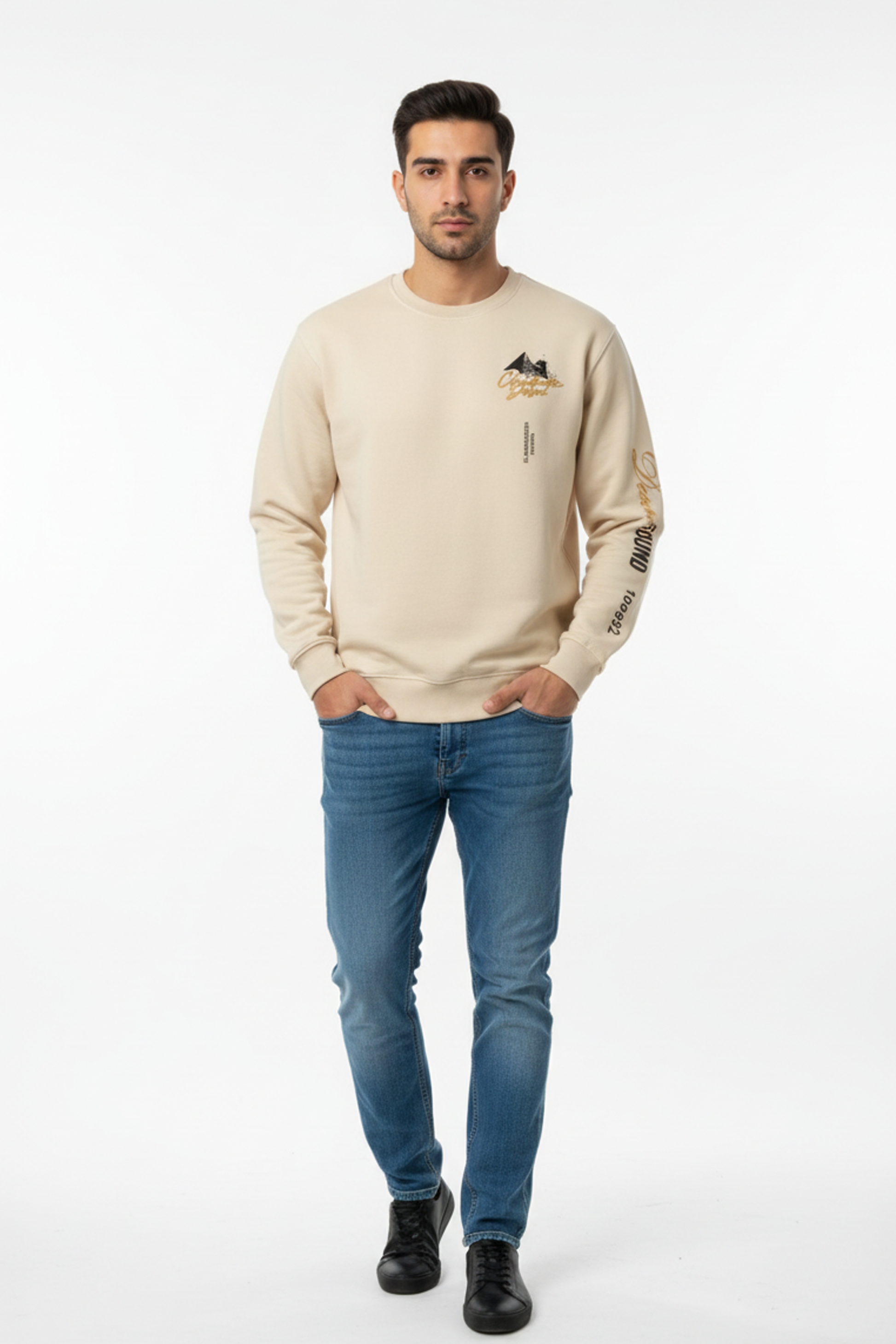 Long Sleeve Pyramid Sweatshirt (Beige)