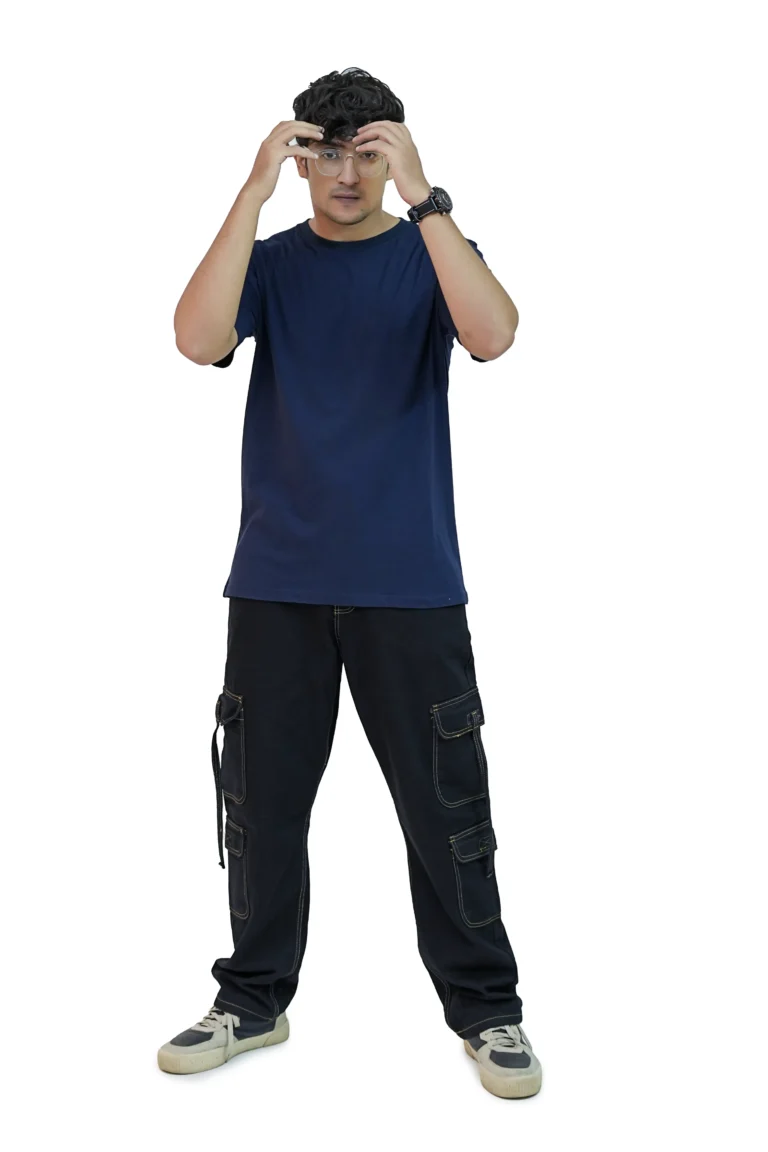 Plain Navy Blue Men Tee