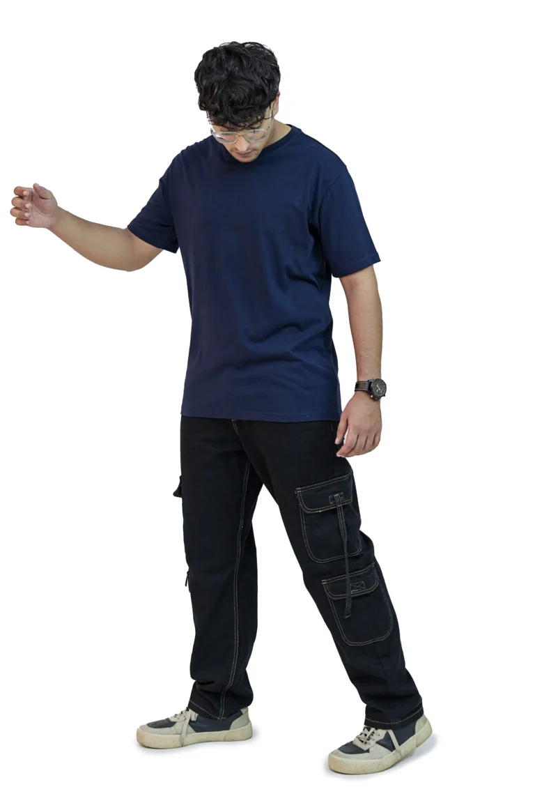 plain-navy-t-shirt-put-on-2